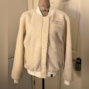 Married to the Mob MTTM Cream Teddy fleece bomber Jacket Large L